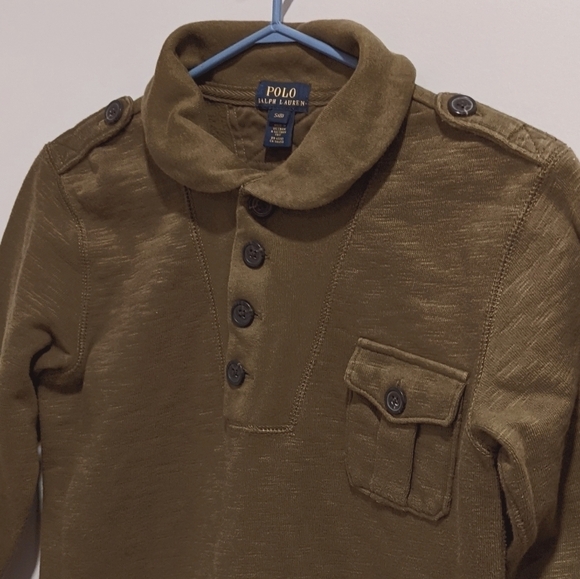 POLO Ralph Lauren boys army green sweatshirt sz 8 - Picture 2 of 7